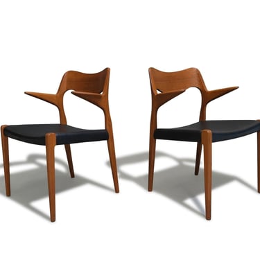 Niels Otto Moller Model 55 Teak Arm Chairs for J.L. Moller