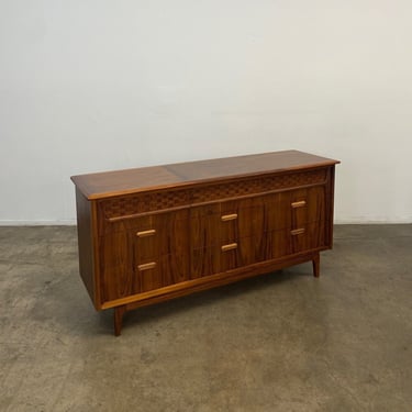 Walnut and woven cane dresser by Lane 