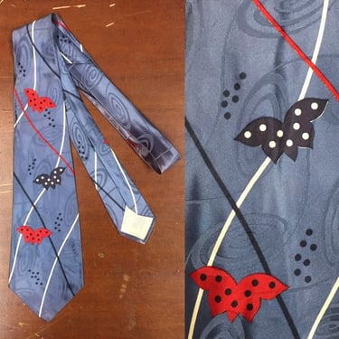 Vintage 1940s, Van Heusen, Butterfly Design Swing Tie, 1940s Tie, 1950s Tie, Vintage Tie, Vintage Clothing, Lined 