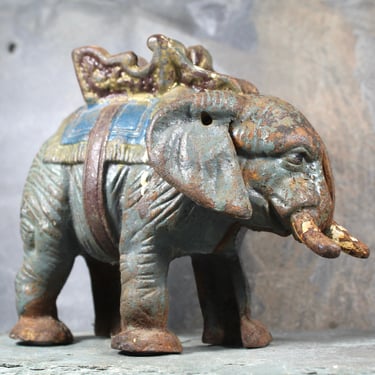 Antique Cast Iron Elephant Bank | Cast Iron Elephant Figurine | Bixley Shop 