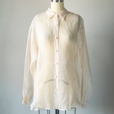 1990s Blouse Sheer Silk Karen Kane S 