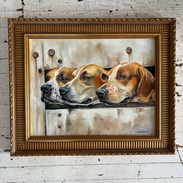 "Three Hounds" Oil Painting