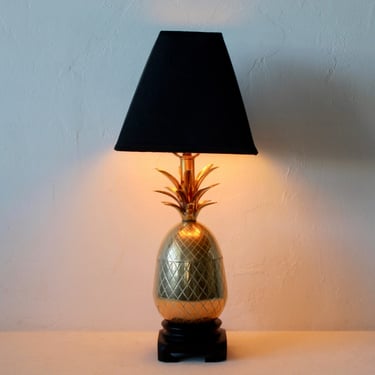 Large Brass Pineapple  Table Accent Lamp Vintage Mid Century Hollywood Regency 