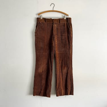 Vintage 70s Corduroy Brown Pants Cool Watch Pocket size 34 waist 