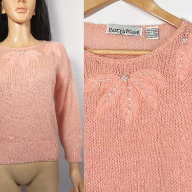 Vintage 80s/90s Pink Grandma Sweater Size S 