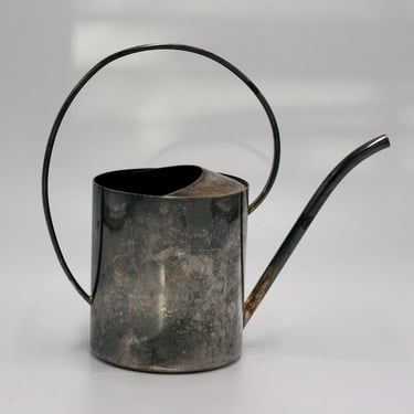 vintage silver plate watering can monogrammed S 