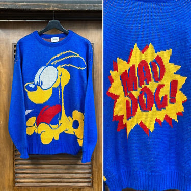 Vintage 1980’s Odie Garfield Cartoon Comic New Wave Sweater, 80’s Comic Strip, Vintage Clothing 