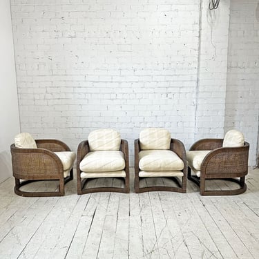 Set of Four Willow &amp; Reed Outdoor Lounge Chairs