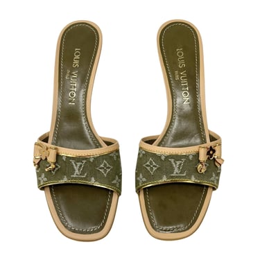 Louis Vuitton Olive Denim Kitten Heels