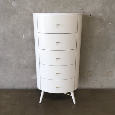 Gray / White Five Drawer Modern Dresser with Stone Top