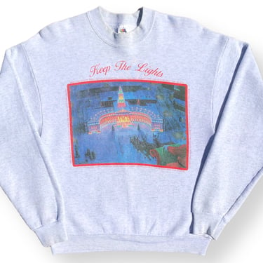 Vintage 90s “Keep The Lights” Holiday Themed Made in USA Crewneck Sweatshirt Pullover Size Large 