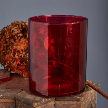 Hand Blown Claret Colored Flashed Glass Vase from Marrakesh