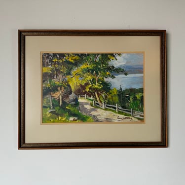 1980's  Vintage Impressionist Lake Landscape Painting, Signed 