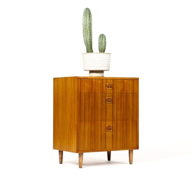 Danish Modern / Mid Century Teak Chest / Dresser — 3 drawers — Carved Pulls — B 