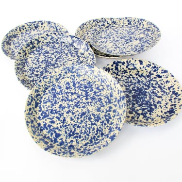 NEW - Blue Speckled Ceramic Plates By Bennington Potters Vermont - Set of 5 