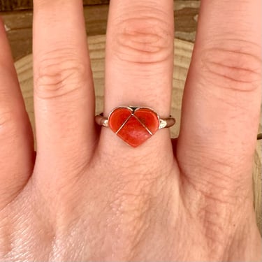 HEART OF CORAL Sterling Silver & Red Ring | Heart Ring | Southwestern Style Jewelry | Size 8 1/2 