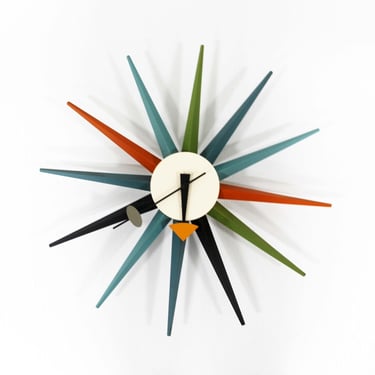 Mid Century Vitra Design Museum Redesign George Nelson Sunburst Wall Clock 