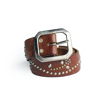 GALLEA BROWN LEATHER AND BRASS BELT