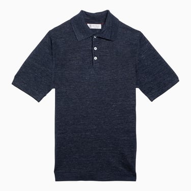 Brunello Cucinelli Dark Blue Short-Sleeved Polo Shirt Men
