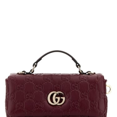 Gucci Women Burgundy Leather Mini Gg Milano Handbag