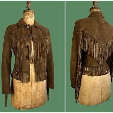 RRL RALPH LAUREN Vintage Style Suede Fringe Jacket | Designer Leather | Festival Boho, Southwestern Western Rockabilly Cowgirl | Size Small 