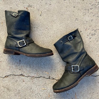Frye Veronica Charcoal Distressed Genuine Leather Buckle Moto | so