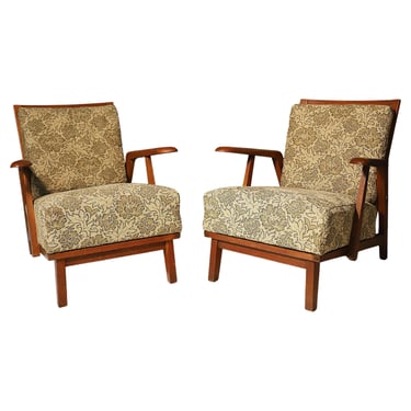 Pair of mid century armchairs, Czechoslovakia, circa 1940s 