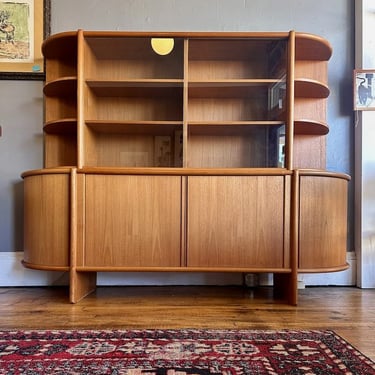 Large Danish Modern Teak Sideboard w/ Hutch Top by Poul Hundevad