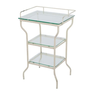 Vintage 1940s Steel Glass Three Tier Medical Side Table