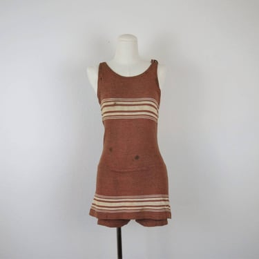 Antique vintage 1920s wool swimsuit bathing suit Gantner Mattern striped, art deco, Gatsby era 