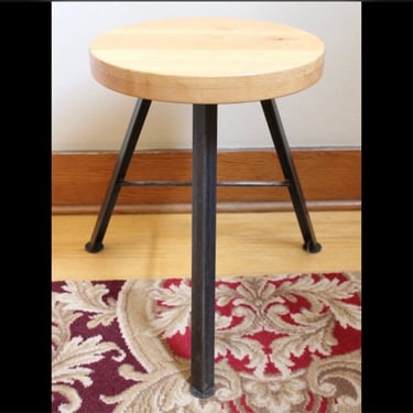 F4459 Short Maple Wood & Steel Stools Custom Made by Marian Built from Pacific NW 