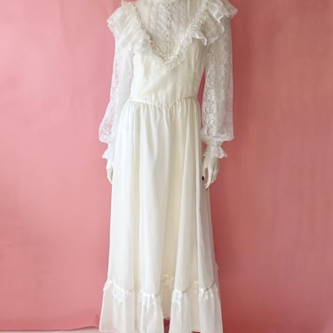white christmas dresses 70s Lace Detail Gunne Sax Dress – Fruitful Bridal main image 1