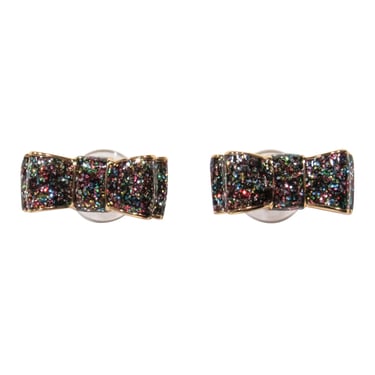 Kate Spade - Black & Gold Multicolor Sparkly Bow Stud Earrings