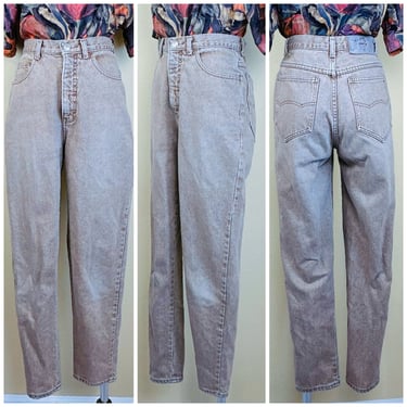 1980s Vintage Bonjour Brown Stonewash Jeans / 80s High Waisted Denim Mom Trousers/ Waist 26" 