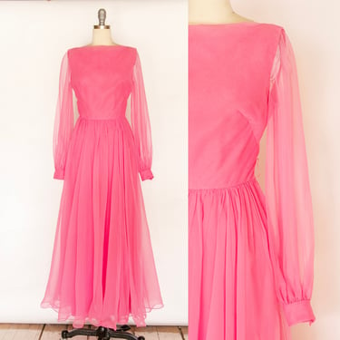 1960s Dress Miss Elliette Maxi Gown Chiffon S 
