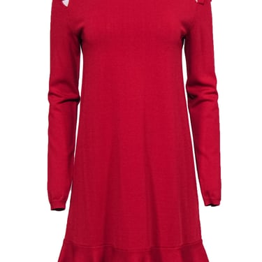Red Valentino - Red Cold Shoulder Knit Dress Sz M
