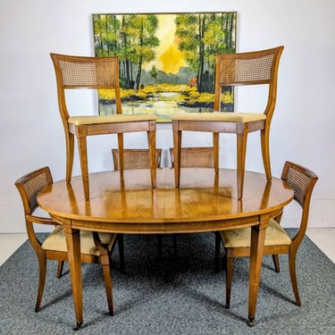 Vintage MCM 6, 8, 10 Person Large Walnut Dining Table Set