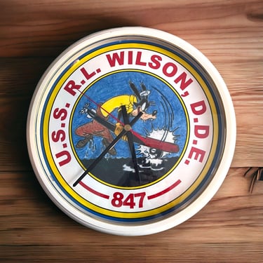 Vintage USS Robert L. Wilson DDE 847 Wall Clock United States Navy WORKING 