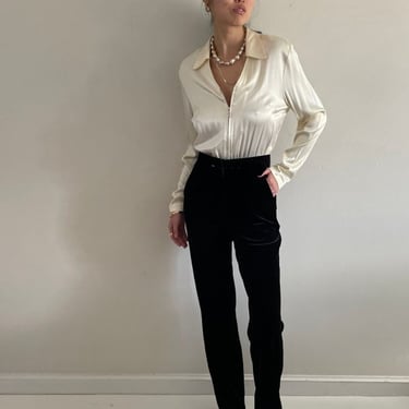 90s Charmeuse + Velvet Tuxedo Wedding Guest Jumpsuit Pant Suit