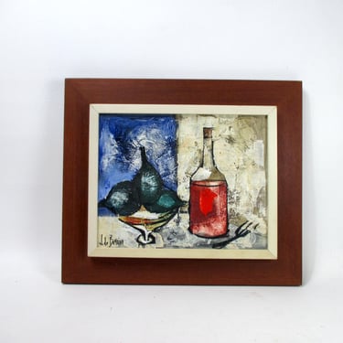 J de Bomainq Jean Claude Mayodon Oil on Canvas Abstract Figurative Still-Life Vintage Signed Fine Art Painting Modern Impressionist Artwork 