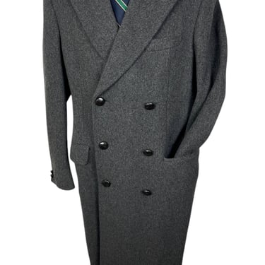 Vintage Merino Wool BRITISH Warm Overcoat ~ 42 Long ~ Double-Breasted ~ Peak Lapels ~ Made in England 