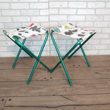 Pair of Metal and Vinyl Folding Camping Stools/Chairs/Bench/Tables 