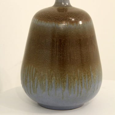 Vintage Mid Century Raymor Ceramic 4588 Bag Blue & Tan Glazed Vase Vessel 