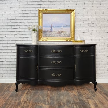 Available!! Deep Black French provincial sideboard / credenza / dresser 