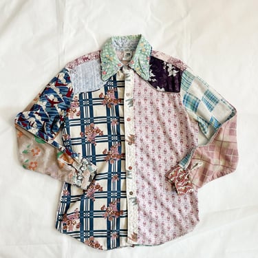 1970s Kennington Patchwork Novelty Print Cotton Gauze 