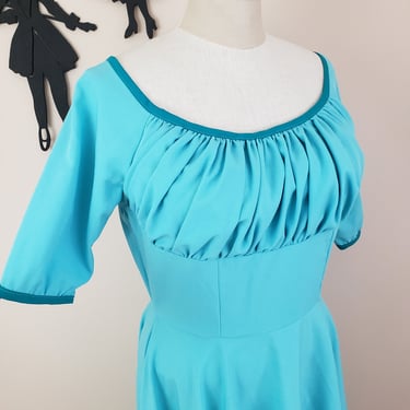 Vintage 1950's Style Peasant Dress / Full Circle Skirt Dress L 