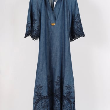 Coco Embroidered Denim Dress - Railway Blue