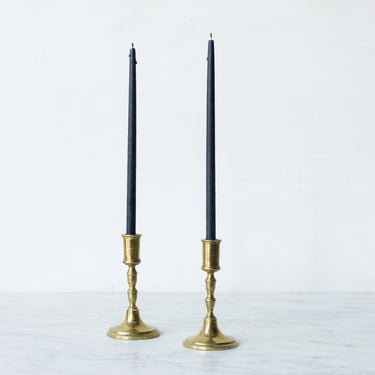 Pair of  Vintage Silver Chamber Candlestick &amp; Beeswax Tapers