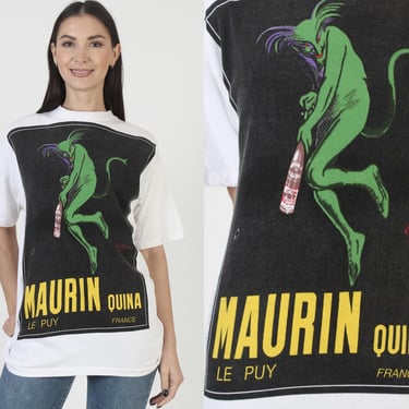 Maurin Quina French Aperitif T-Shirt, Leonetto Cappiello Advertisement Tee, Vintage 90s Poster Print 