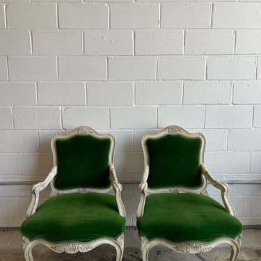 Pair of Vintage French Style Velvet Upholstered Occasional Chairs